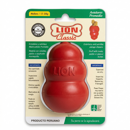 Juguete para Perros Lion Classic - Dispensador de Snacks (Mediano, 12-25kg)