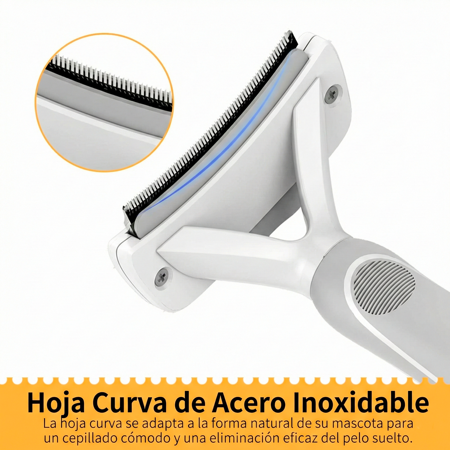 Cepillo Curvo para Perros y Gatos - Elimina Pelo Muerto y Subpelo - Autolimpiable
