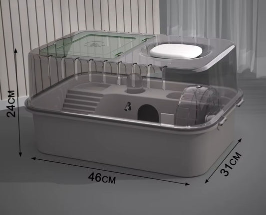 Jaula Portátil Transparente para Hámster y Animales Pequeños Kit de Accesorios Completo