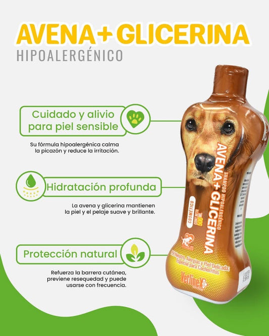Shampoo para Perro Hipoalergénico Vetlinex Avena + Glicerina 500 Ml