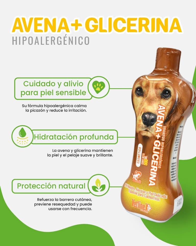 Shampoo para Perro Hipoalergénico Vetlinex Avena + Glicerina 500 Ml