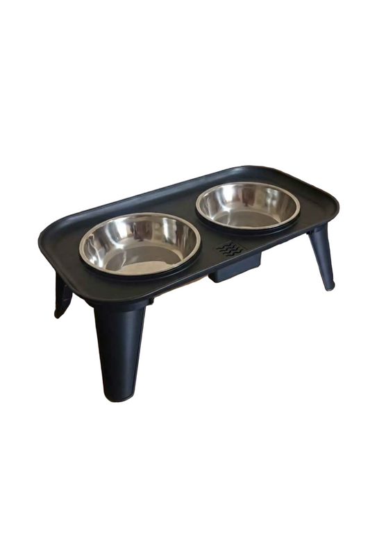 Comedero Doble Elevado con Platos de Metal