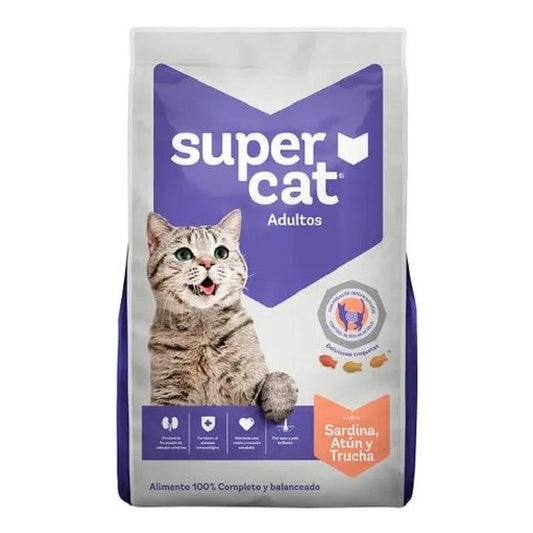 SUPER CAT - Adulto Sardina, Atún y Trucha Bolsa 9 kg