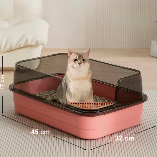 Arenero para Gatos con Protector Anti salpicaduras