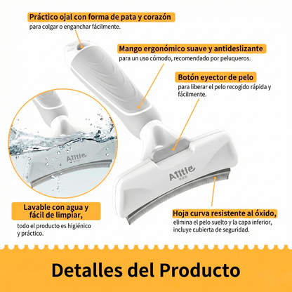 Cepillo Curvo para Perros y Gatos - Elimina Pelo Muerto y Subpelo - Autolimpiable