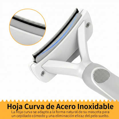 Cepillo Curvo para Perros y Gatos - Elimina Pelo Muerto y Subpelo - Autolimpiable