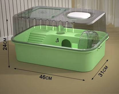 Jaula Portátil Transparente para Hámster y Animales Pequeños Kit de Accesorios Completo