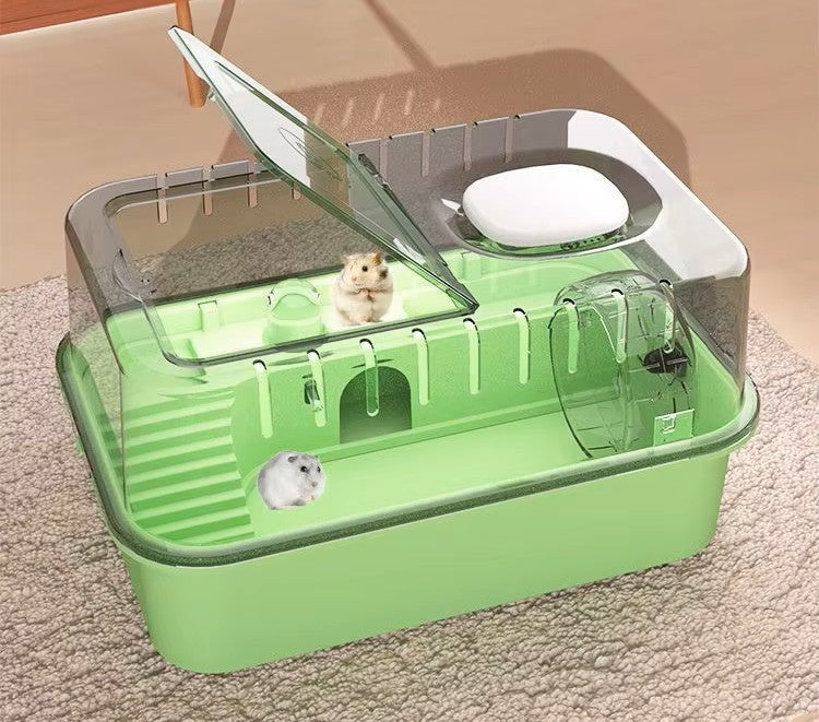 Jaula Portátil Transparente para Hámster y Animales Pequeños Kit de Accesorios Completo