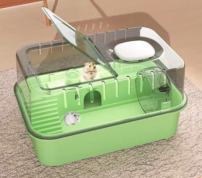 Jaula Portátil Transparente para Hámster y Animales Pequeños Kit de Accesorios Completo