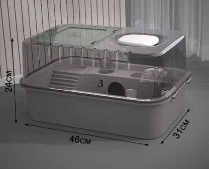 Jaula Portátil Transparente para Hámster y Animales Pequeños Kit de Accesorios Completo