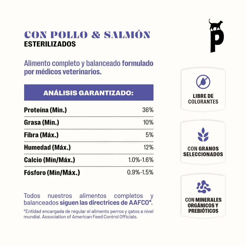 Pawner cat pollo y salmon adulto esterilizado 1kg
