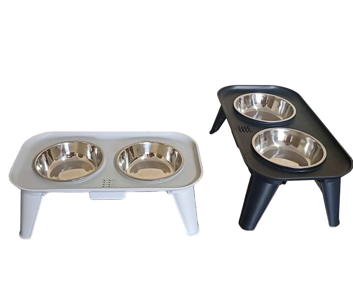 Comedero Doble Elevado con Platos de Metal