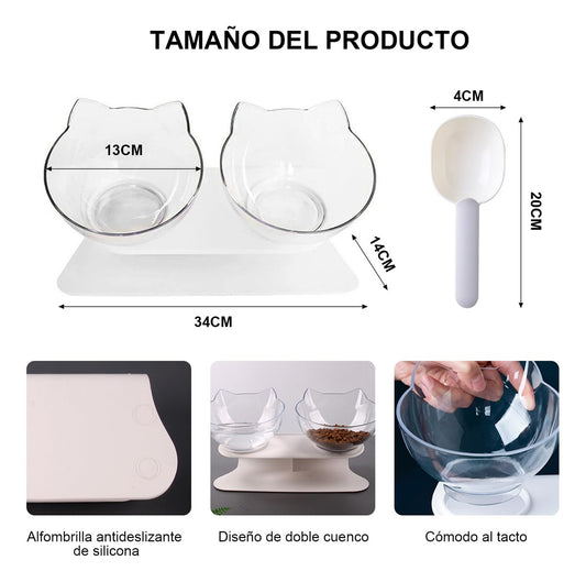 Plato Comedero doble base  Para Gatos Y Perros