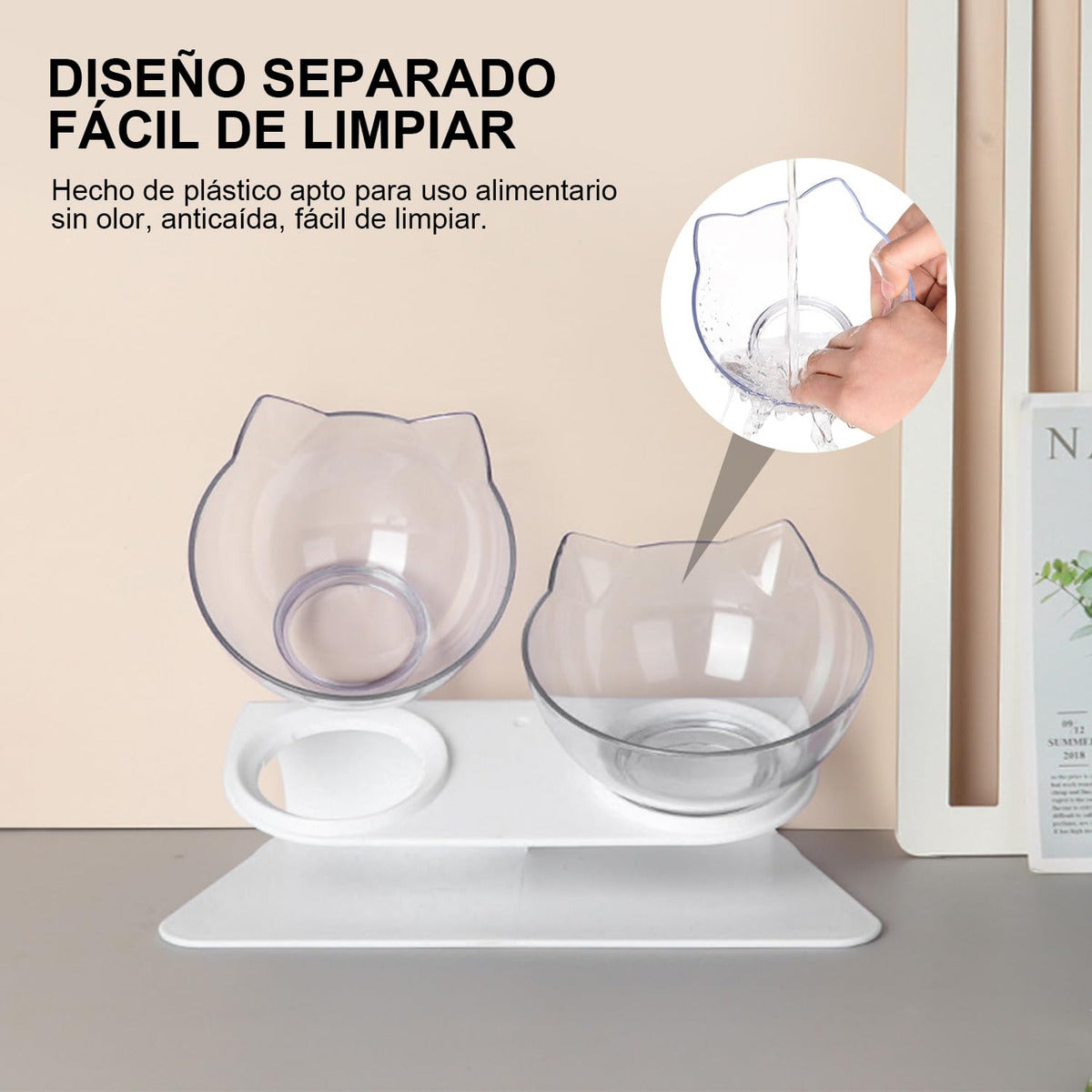 Plato Comedero doble base  Para Gatos Y Perros