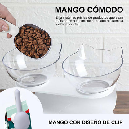Plato Comedero doble base  Para Gatos Y Perros