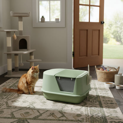 Arenero Para Gatos  Grande Entrada Superior Y Pala Verde