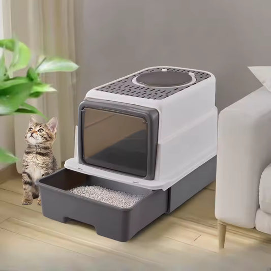 Arenero Cerrado para Gatos con Filtro y Puerta Frontal