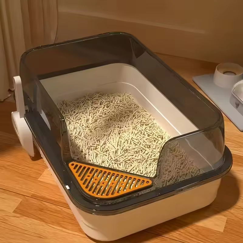 Arenero para Gatos con Protector Anti salpicaduras