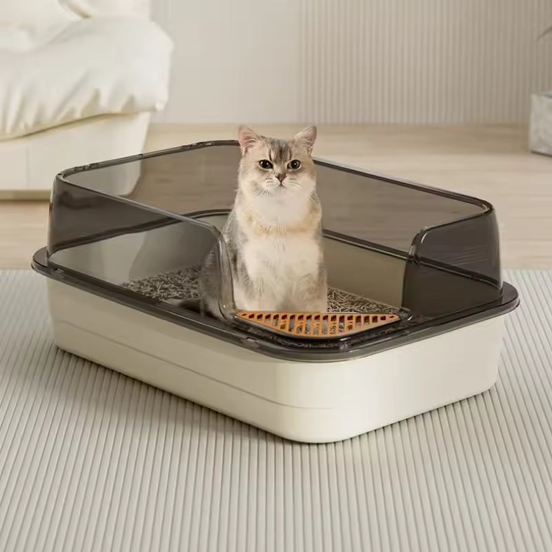 Arenero para Gatos con Protector Anti salpicaduras