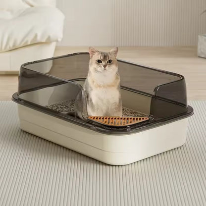 Arenero para Gatos con Protector Anti salpicaduras