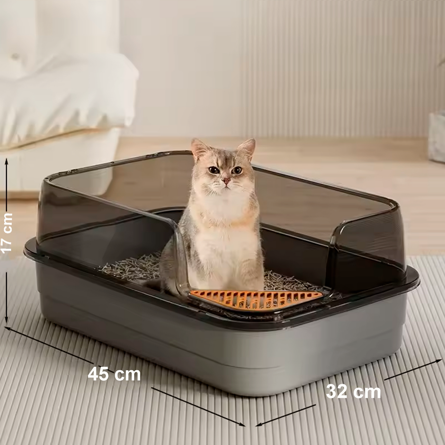 Arenero para Gatos con Protector Anti salpicaduras