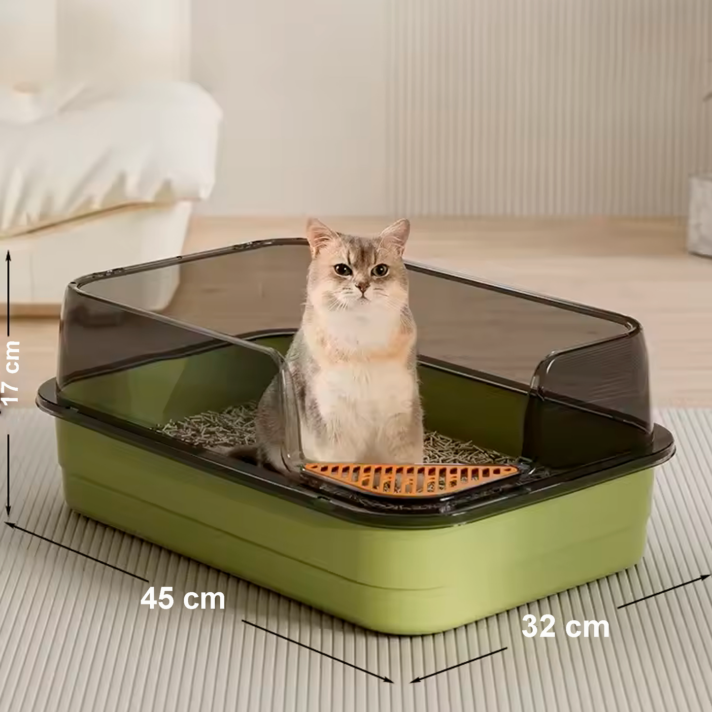Arenero para Gatos con Protector Anti salpicaduras