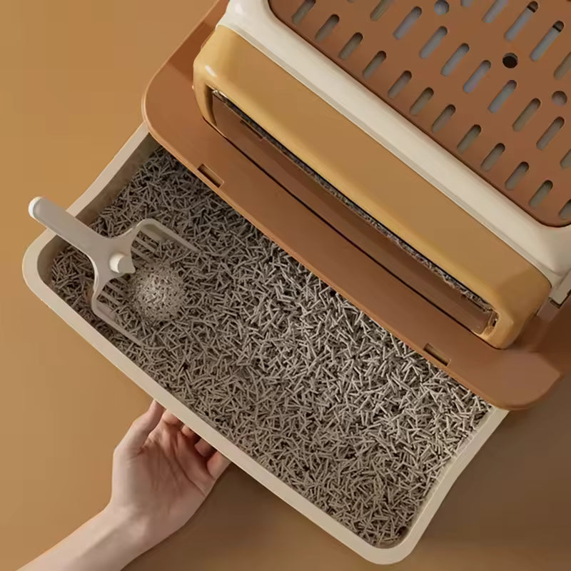 Arenero Cerrado para Gatos con Filtro y Puerta Frontal