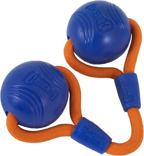 Chuckit - Juguete para perro Crunch Ball, tamaño mediano, con doble cuerda de arrastre