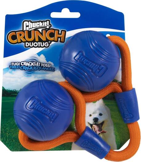 Chuckit - Juguete para perro Crunch Ball, tamaño mediano, con doble cuerda de arrastre
