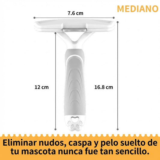 Cepillo Curvo para Perros y Gatos - Elimina Pelo Muerto y Subpelo - Autolimpiable
